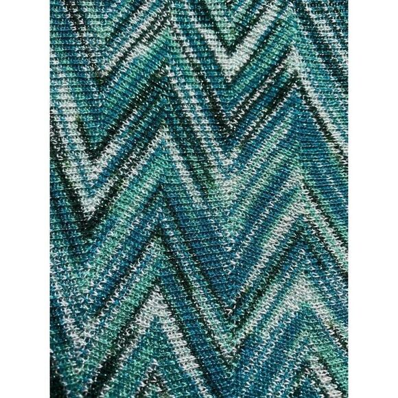 Dana Buchman Green Teal Chevron Metallic Knit Top Medium NEW‎ - Picture 2 of 7